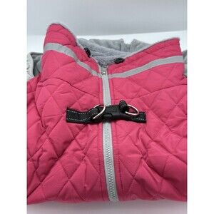 Quilted Windproof Dog Jacket Fleece Vest with a built-in harness Size 3X Pink